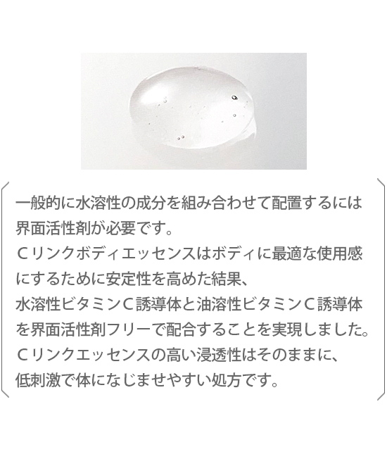 ビタミンC 美白効果、しわ・たるみの予防、毛穴の赤み改善　ビタミンE しみ・くすみの改善、毛穴の赤み改善　フラーレン 明度・くすみ・赤みの改善、しわの予防、バリア機能の強化　ビタミンB5 ターンオーバーの促進、バリア機能の改善